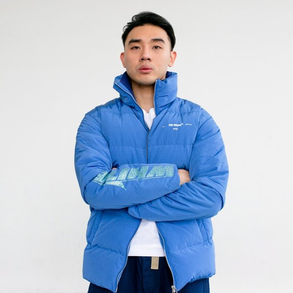 Off-White Blue Puffer Jacket - Picture 1 of 5
